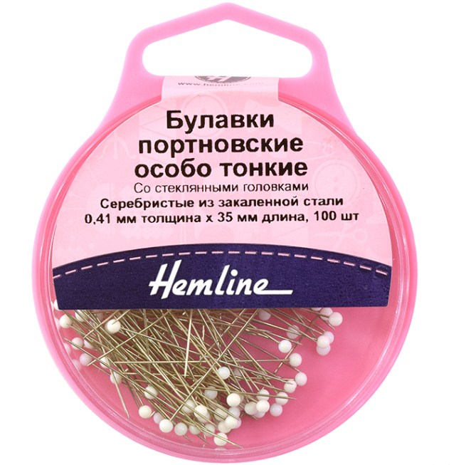 Булавки портновские особо тонкие 0,41мм Hemline, 100шт. 674/G002 - фото и цены в Минске