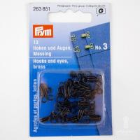 Крючки и петли латунь №1 малые 12 шт. черный Prym 263851 - фото и цены в Минске
