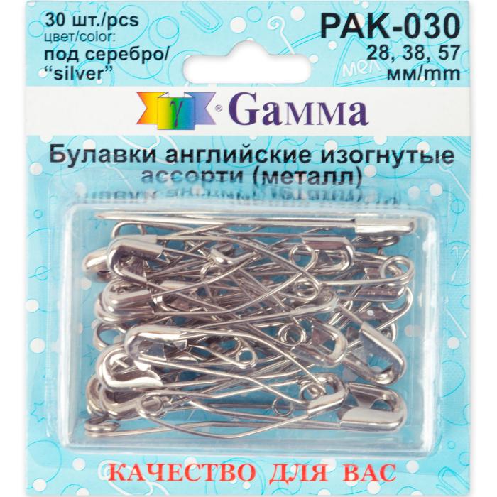 Булавки английские PAK-030 изогнутые, 30шт. ассорти 28мм, 38мм, 57мм - фото и цены в Минске