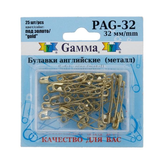 Булавки английские Gamma PAG-32 под золото сталь в блистере 25 шт 32 мм - фото и цены в Минске