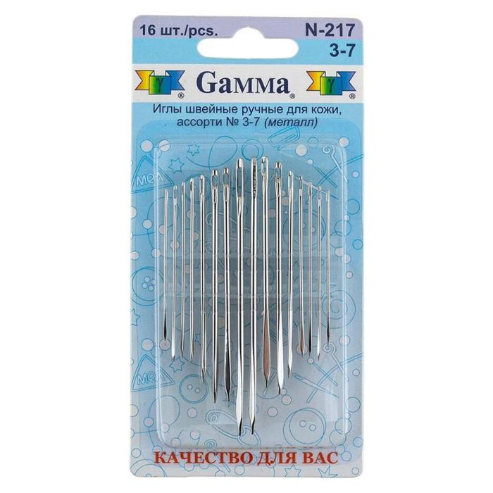 Иглы ручные для шитья кожи "Gamma" 16 шт. №3-7 N-217 - фото и цены в Минске