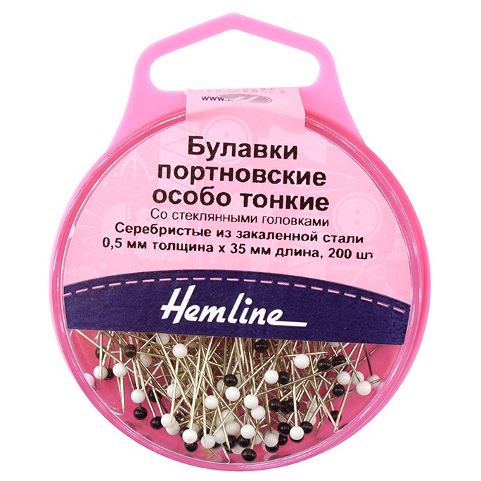 Булавки портновские особо тонкие 0,5мм Hemline, 200шт. 675/G002 - фото и цены в Минске