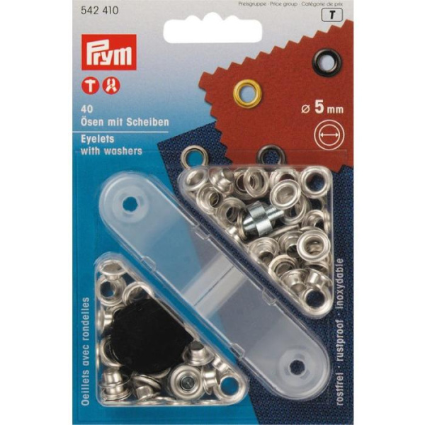 Люверсы латунь 5 мм серебристые 40 шт Prym 542410 - фото и цены в Минске