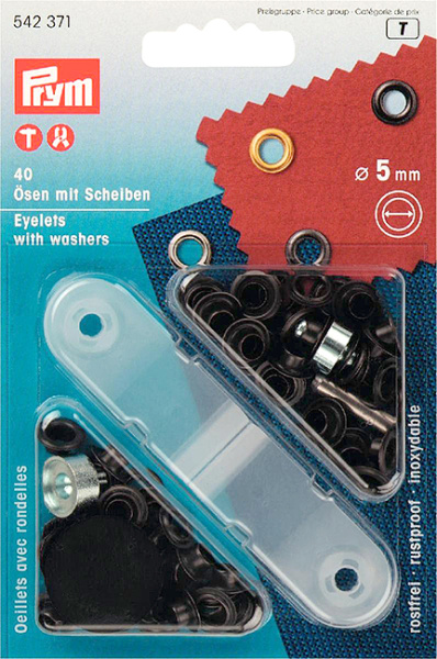 Люверсы латунь 5 мм черные40 шт Prym 542371 - фото и цены в Минске