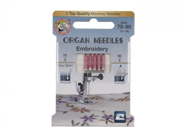 Иглы для шёлка вышивальные № 75-90 eco (5 игл/упаковка) ORGAN - фото и цены в Минске