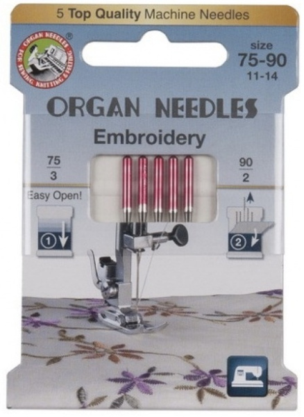 Иглы для шёлка вышивальные № 75-90 eco (5 игл/упаковка) ORGAN - фото и цены в Минске