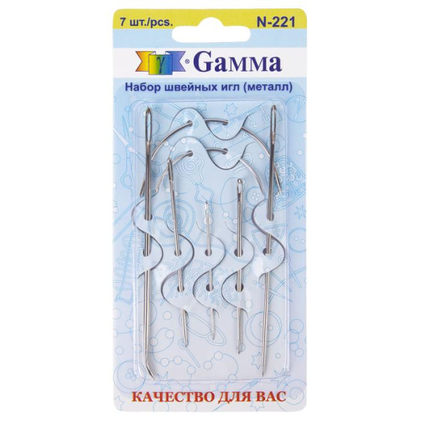 Иглы для шитья ремесленные 7 шт. "Gamma" N-221 с матрасными иглами - фото и цены в Минске
