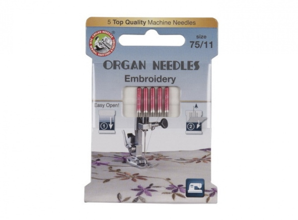 Иглы для шёлка вышивальные № 75 eco (5 игл/упаковка) ORGAN - фото и цены в Минске