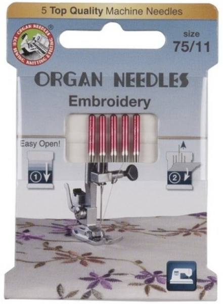 Иглы для шёлка вышивальные № 75 eco (5 игл/упаковка) ORGAN - фото и цены в Минске