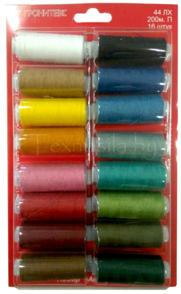 Нитки Армированные Набор Акварель 44 ЛX (200м), 16 шт. - фото и цены в Минске